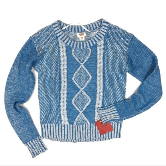 Mossimo Blue White Cable Knit Sweater - Picture 1 of 7